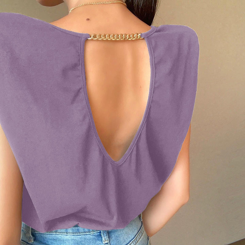 Shoulder Chain Back Shirt
