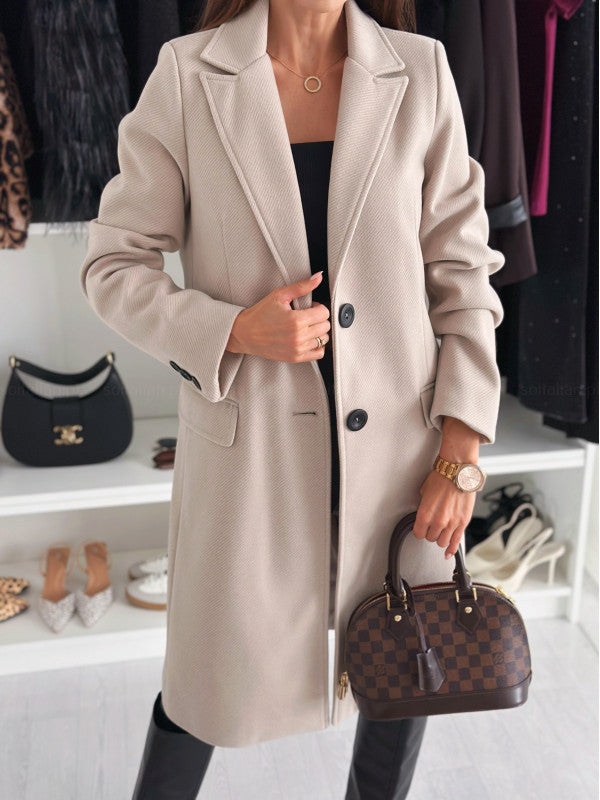 Lapel Single-breasted Wool Coat