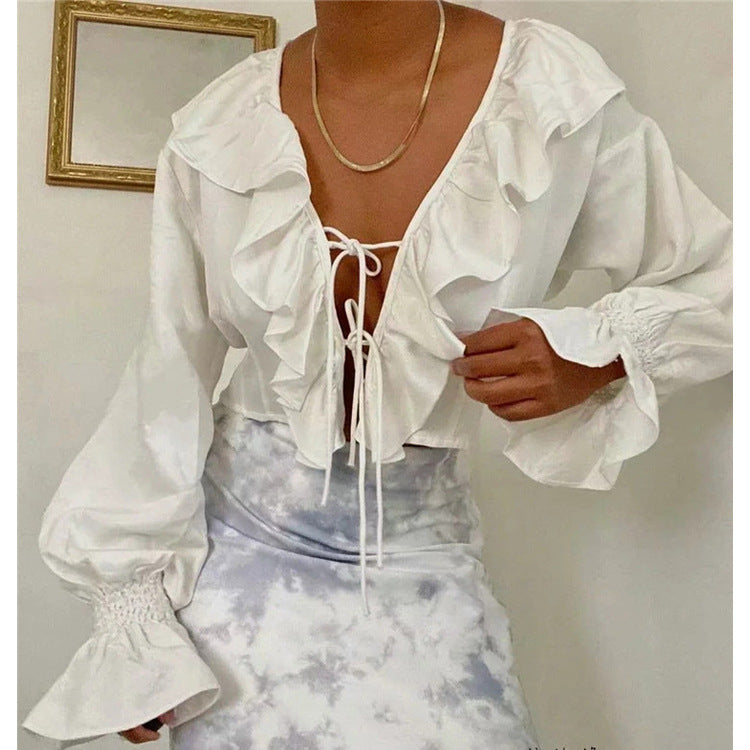 Chiffon Shirt Ruffle Top