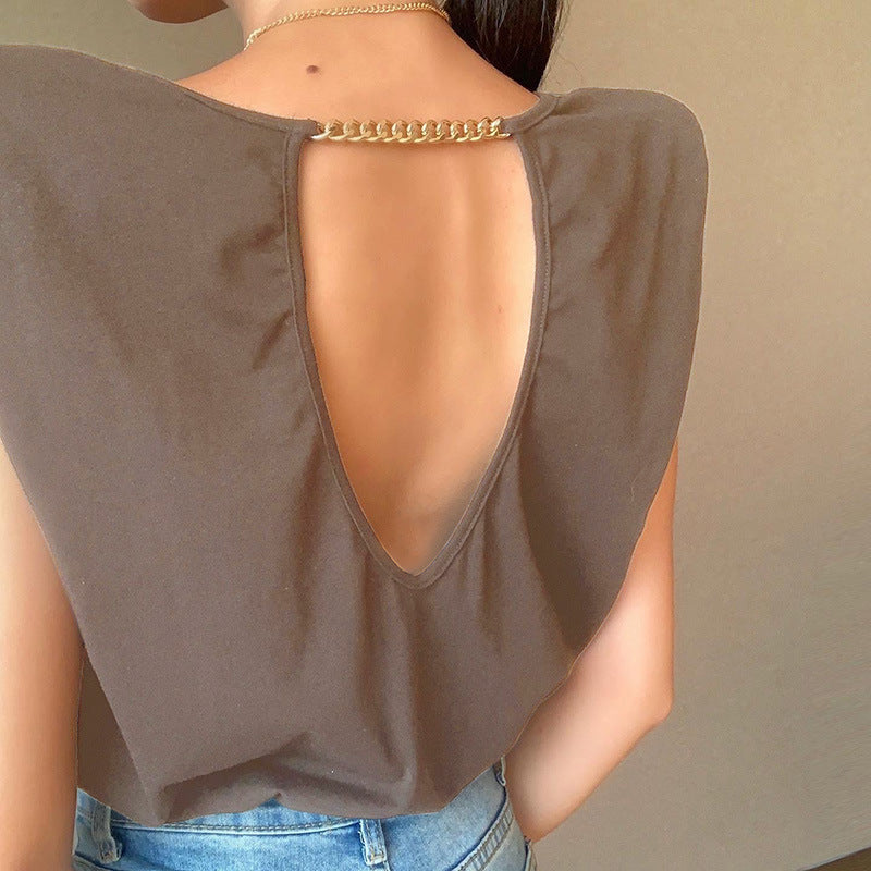 Shoulder Chain Back Shirt