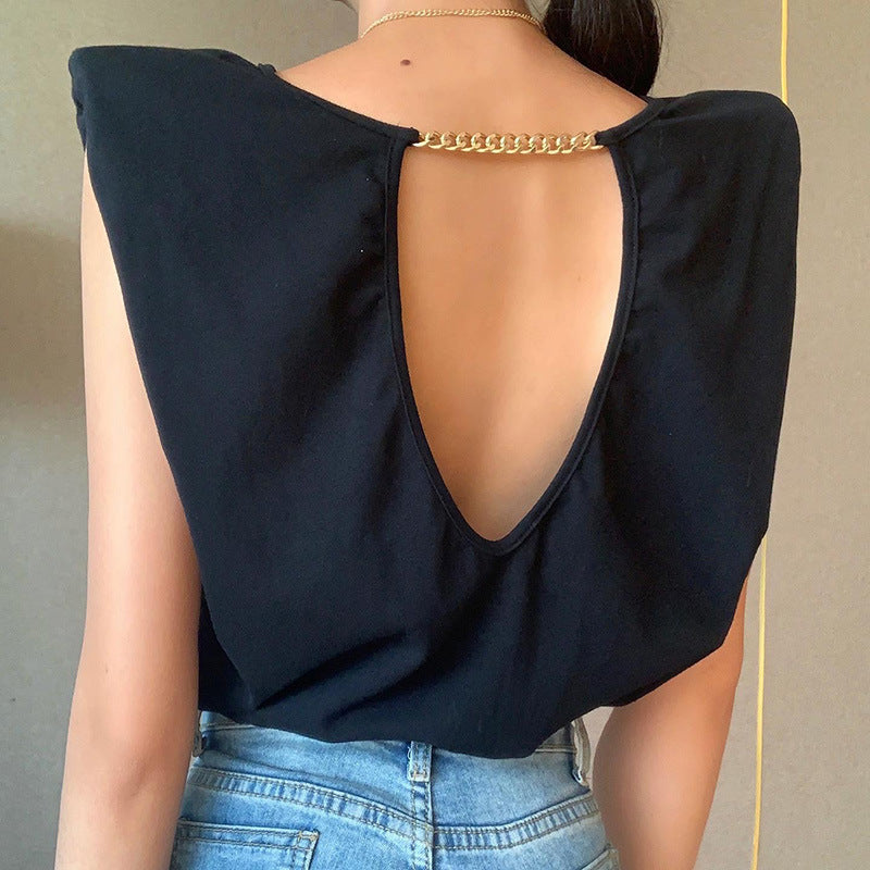 Shoulder Chain Back Shirt