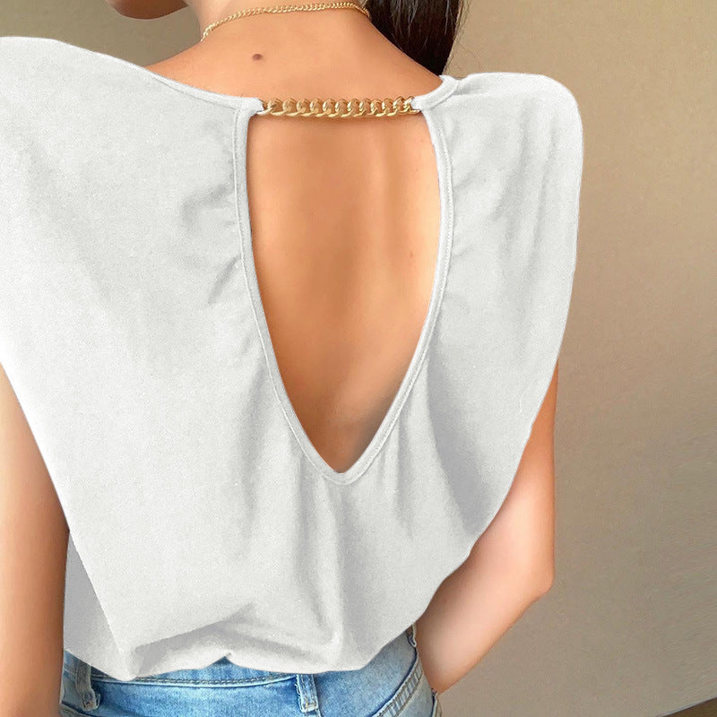 Shoulder Chain Back Shirt