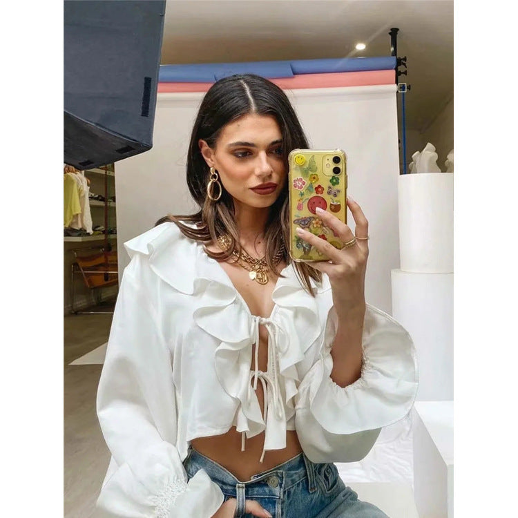 Chiffon Shirt Ruffle Top