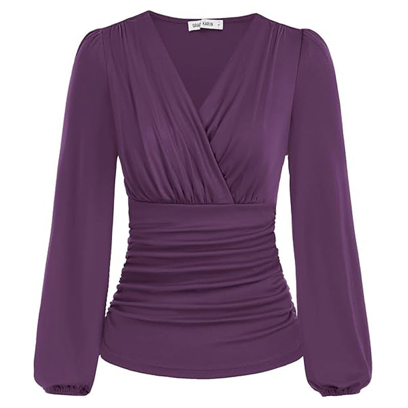 Slim Fit V-neck Casual Shirt