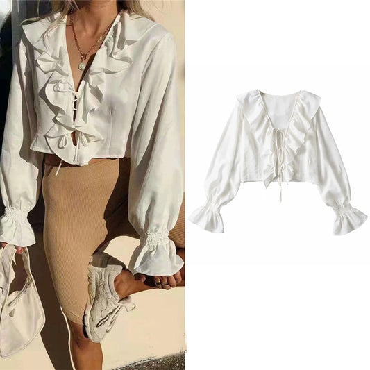 Chiffon Shirt Ruffle Top