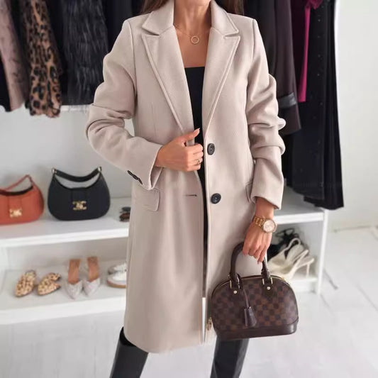 Lapel Single-breasted Wool Coat